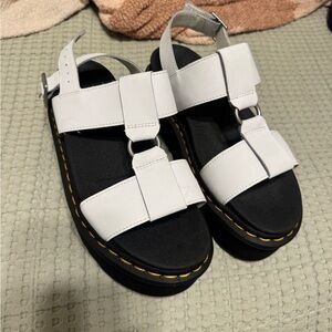 Dr. Martens White and Black Platform Sandals